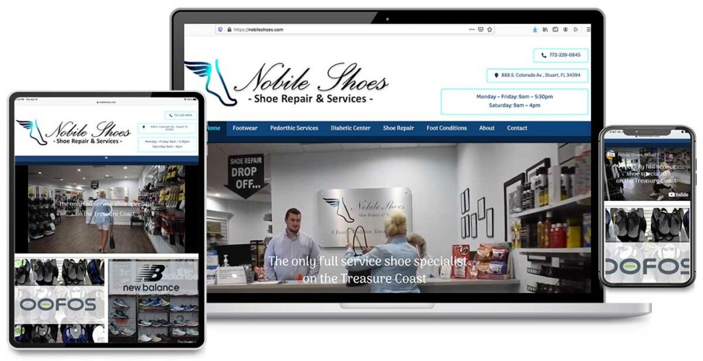 Custom Website Design, Custom Website Development, Graphic Design for Nobile Shoes