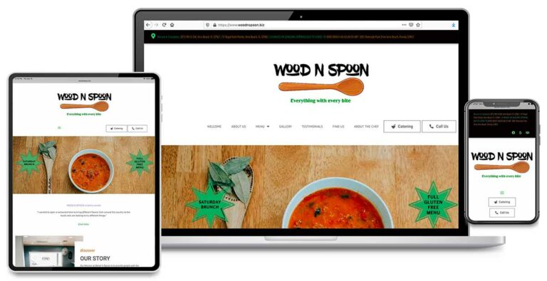 Custom Website for Wood 'N Spoon, Vero Beach, Florida