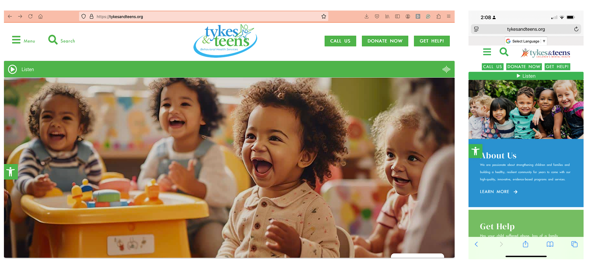 Tykes and Teens Inc - wordpress website, graphic design, logo
